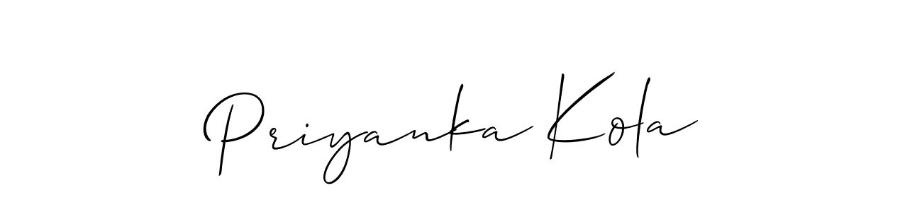 Similarly Allison_Script is the best handwritten signature design. Signature creator online .You can use it as an online autograph creator for name Priyanka Kola. Priyanka Kola signature style 2 images and pictures png