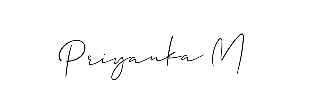 Use a signature maker to create a handwritten signature online. With this signature software, you can design (Allison_Script) your own signature for name Priyanka M. Priyanka M signature style 2 images and pictures png