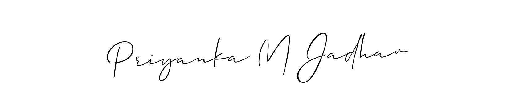 It looks lik you need a new signature style for name Priyanka M Jadhav. Design unique handwritten (Allison_Script) signature with our free signature maker in just a few clicks. Priyanka M Jadhav signature style 2 images and pictures png