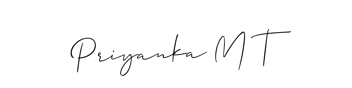 Create a beautiful signature design for name Priyanka M T. With this signature (Allison_Script) fonts, you can make a handwritten signature for free. Priyanka M T signature style 2 images and pictures png