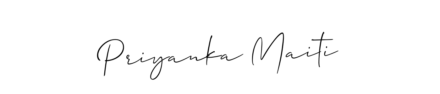 Make a beautiful signature design for name Priyanka Maiti. With this signature (Allison_Script) style, you can create a handwritten signature for free. Priyanka Maiti signature style 2 images and pictures png