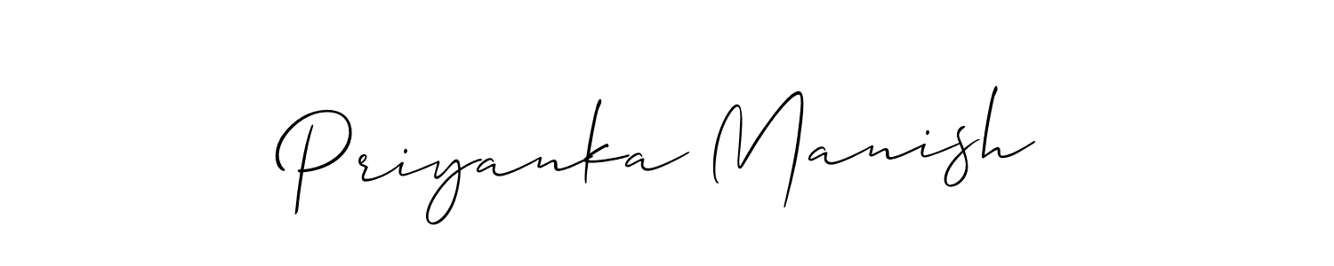 Create a beautiful signature design for name Priyanka Manish. With this signature (Allison_Script) fonts, you can make a handwritten signature for free. Priyanka Manish signature style 2 images and pictures png