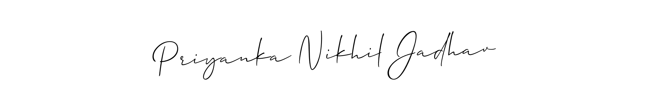 Also we have Priyanka Nikhil Jadhav name is the best signature style. Create professional handwritten signature collection using Allison_Script autograph style. Priyanka Nikhil Jadhav signature style 2 images and pictures png