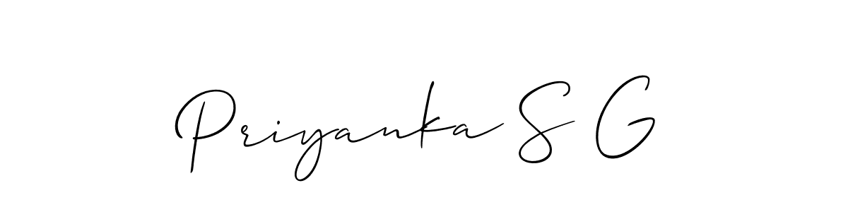 Make a beautiful signature design for name Priyanka S G. With this signature (Allison_Script) style, you can create a handwritten signature for free. Priyanka S G signature style 2 images and pictures png