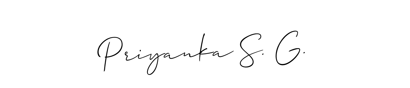 The best way (Allison_Script) to make a short signature is to pick only two or three words in your name. The name Priyanka S. G. include a total of six letters. For converting this name. Priyanka S. G. signature style 2 images and pictures png