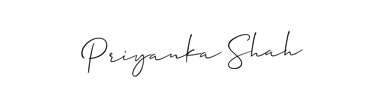 Make a beautiful signature design for name Priyanka Shah. With this signature (Allison_Script) style, you can create a handwritten signature for free. Priyanka Shah signature style 2 images and pictures png