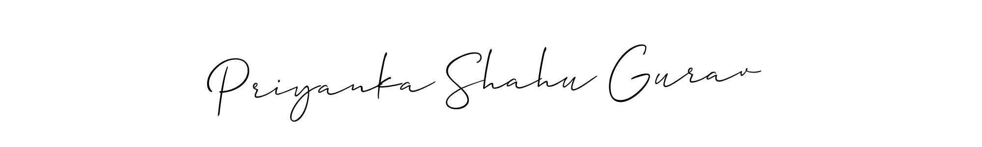Allison_Script is a professional signature style that is perfect for those who want to add a touch of class to their signature. It is also a great choice for those who want to make their signature more unique. Get Priyanka Shahu Gurav name to fancy signature for free. Priyanka Shahu Gurav signature style 2 images and pictures png