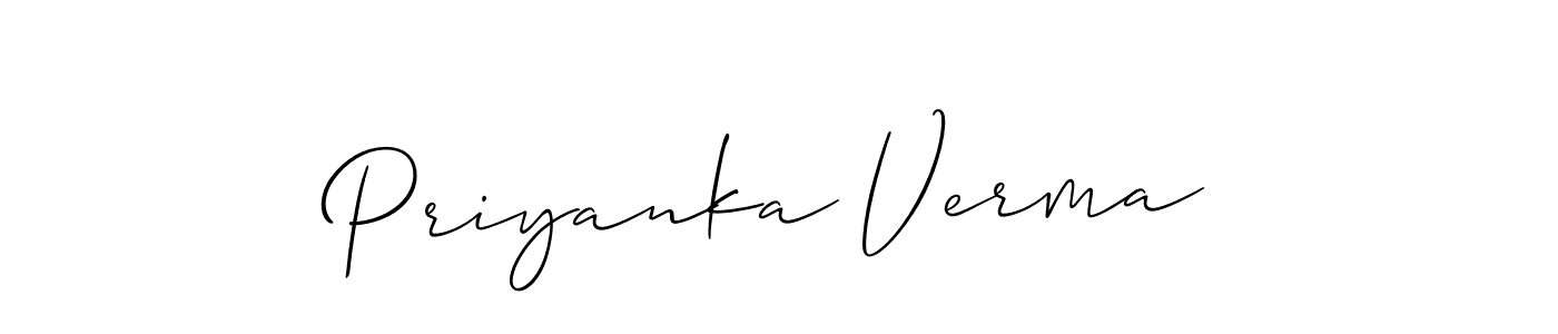 The best way (Allison_Script) to make a short signature is to pick only two or three words in your name. The name Priyanka Verma include a total of six letters. For converting this name. Priyanka Verma signature style 2 images and pictures png