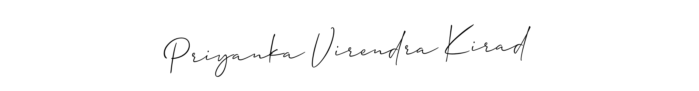 Create a beautiful signature design for name Priyanka Virendra Kirad. With this signature (Allison_Script) fonts, you can make a handwritten signature for free. Priyanka Virendra Kirad signature style 2 images and pictures png
