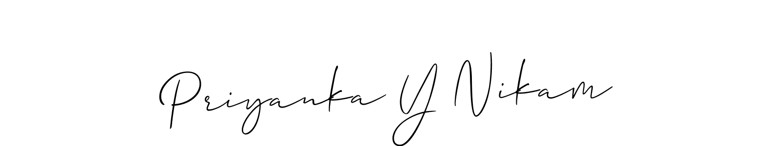 The best way (Allison_Script) to make a short signature is to pick only two or three words in your name. The name Priyanka Y Nikam include a total of six letters. For converting this name. Priyanka Y Nikam signature style 2 images and pictures png