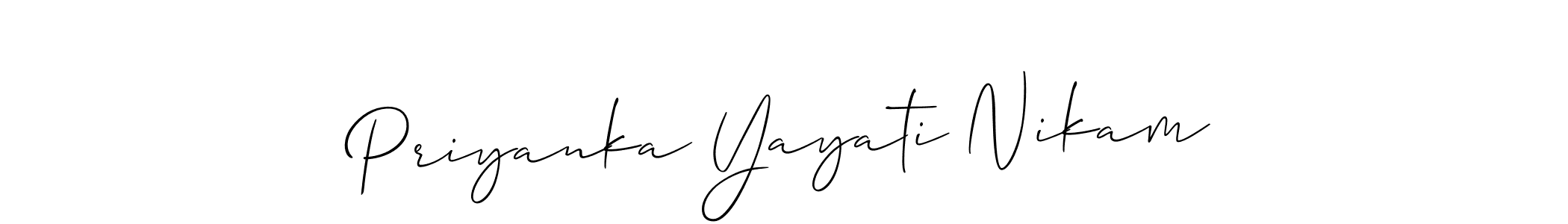 Also we have Priyanka Yayati Nikam name is the best signature style. Create professional handwritten signature collection using Allison_Script autograph style. Priyanka Yayati Nikam signature style 2 images and pictures png