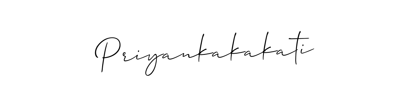 How to make Priyankakakati signature? Allison_Script is a professional autograph style. Create handwritten signature for Priyankakakati name. Priyankakakati signature style 2 images and pictures png