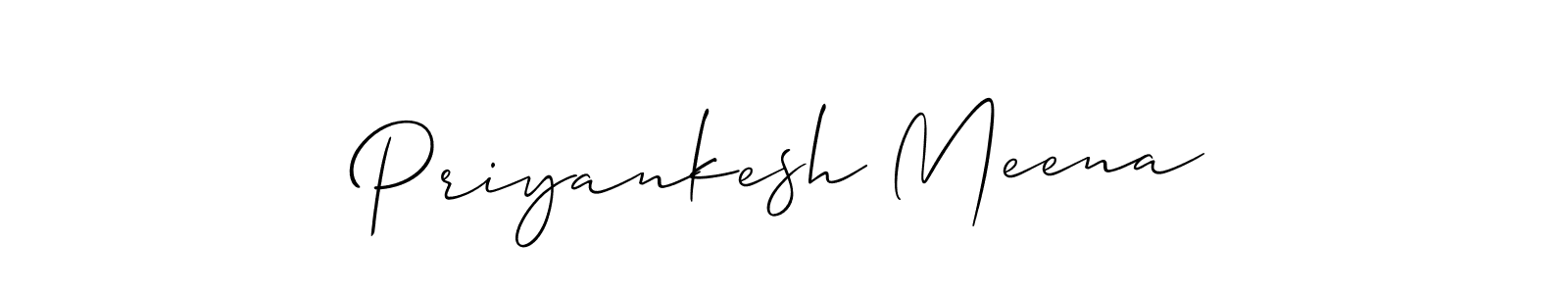 The best way (Allison_Script) to make a short signature is to pick only two or three words in your name. The name Priyankesh Meena include a total of six letters. For converting this name. Priyankesh Meena signature style 2 images and pictures png