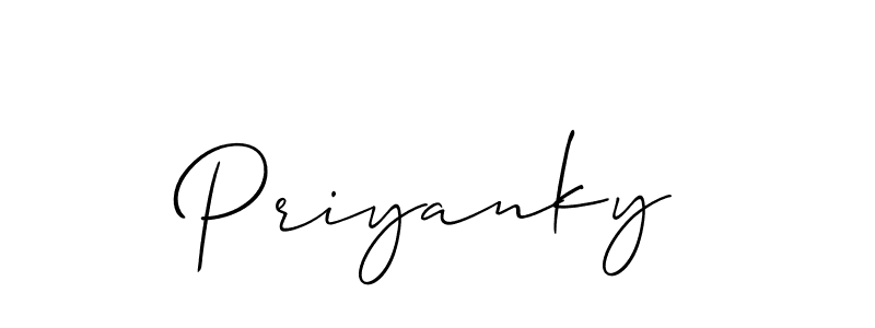 Use a signature maker to create a handwritten signature online. With this signature software, you can design (Allison_Script) your own signature for name Priyanky. Priyanky signature style 2 images and pictures png