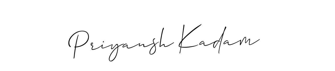 Allison_Script is a professional signature style that is perfect for those who want to add a touch of class to their signature. It is also a great choice for those who want to make their signature more unique. Get Priyansh Kadam name to fancy signature for free. Priyansh Kadam signature style 2 images and pictures png