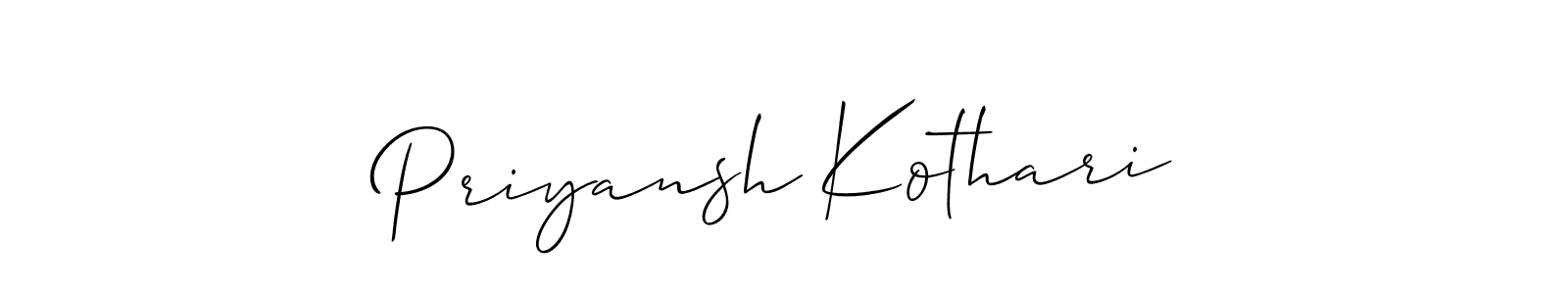 Allison_Script is a professional signature style that is perfect for those who want to add a touch of class to their signature. It is also a great choice for those who want to make their signature more unique. Get Priyansh Kothari name to fancy signature for free. Priyansh Kothari signature style 2 images and pictures png