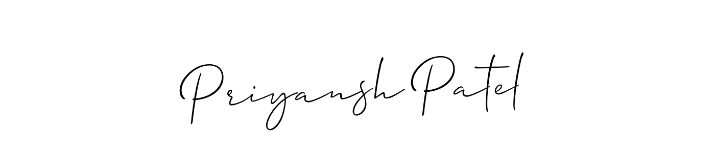 It looks lik you need a new signature style for name Priyansh Patel. Design unique handwritten (Allison_Script) signature with our free signature maker in just a few clicks. Priyansh Patel signature style 2 images and pictures png