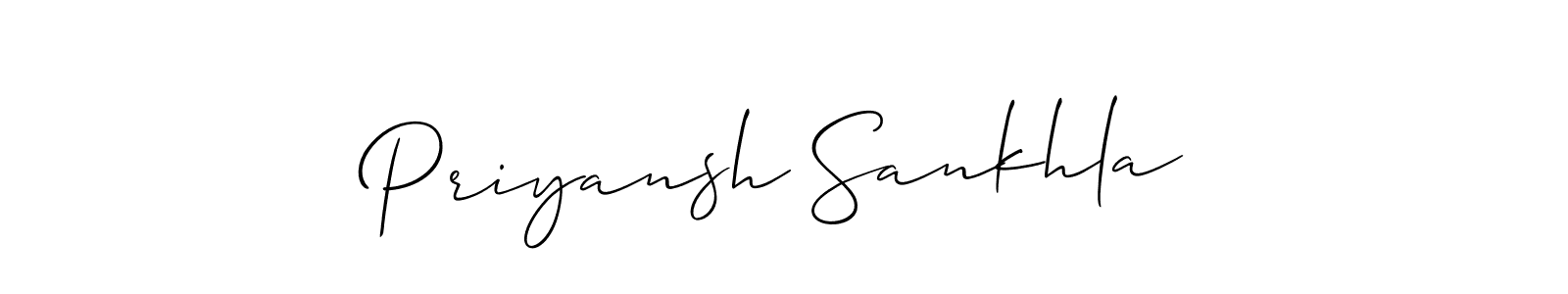 Use a signature maker to create a handwritten signature online. With this signature software, you can design (Allison_Script) your own signature for name Priyansh Sankhla. Priyansh Sankhla signature style 2 images and pictures png