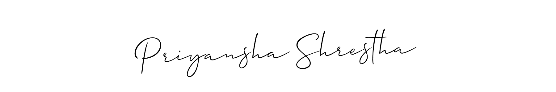 Create a beautiful signature design for name Priyansha Shrestha. With this signature (Allison_Script) fonts, you can make a handwritten signature for free. Priyansha Shrestha signature style 2 images and pictures png