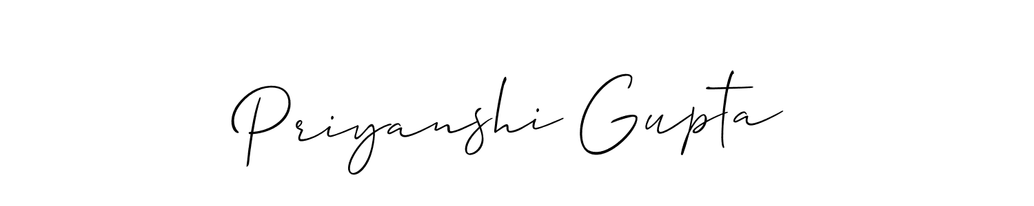 The best way (Allison_Script) to make a short signature is to pick only two or three words in your name. The name Priyanshi Gupta include a total of six letters. For converting this name. Priyanshi Gupta signature style 2 images and pictures png