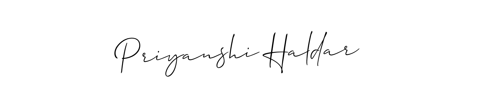 Design your own signature with our free online signature maker. With this signature software, you can create a handwritten (Allison_Script) signature for name Priyanshi Haldar. Priyanshi Haldar signature style 2 images and pictures png