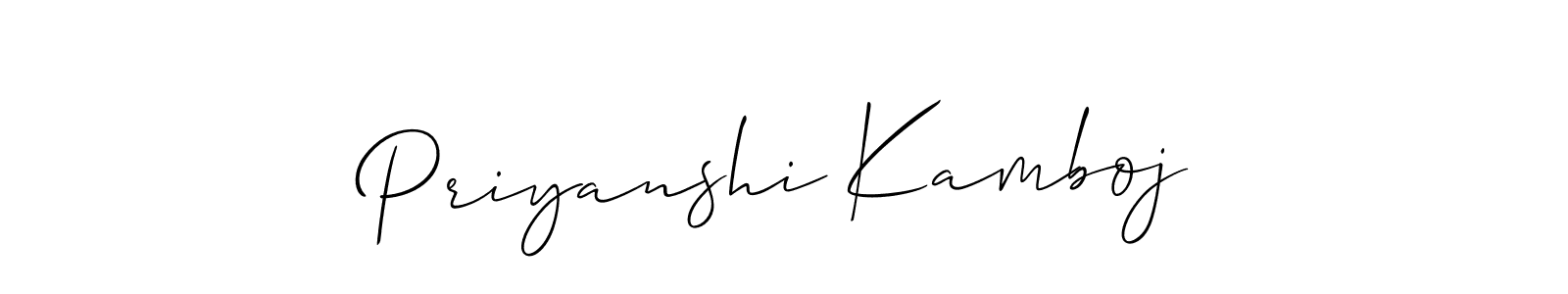 Make a beautiful signature design for name Priyanshi Kamboj. With this signature (Allison_Script) style, you can create a handwritten signature for free. Priyanshi Kamboj signature style 2 images and pictures png