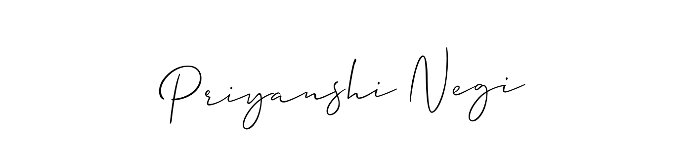 Make a beautiful signature design for name Priyanshi Negi. With this signature (Allison_Script) style, you can create a handwritten signature for free. Priyanshi Negi signature style 2 images and pictures png