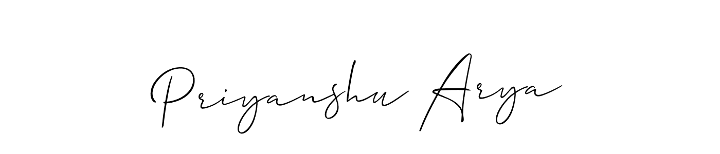 Also we have Priyanshu Arya name is the best signature style. Create professional handwritten signature collection using Allison_Script autograph style. Priyanshu Arya signature style 2 images and pictures png