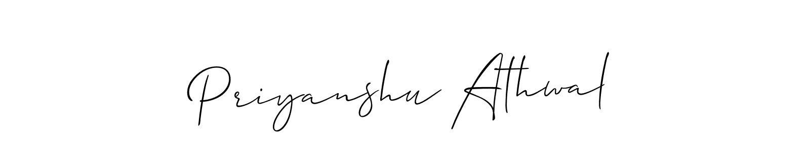 Create a beautiful signature design for name Priyanshu Athwal. With this signature (Allison_Script) fonts, you can make a handwritten signature for free. Priyanshu Athwal signature style 2 images and pictures png