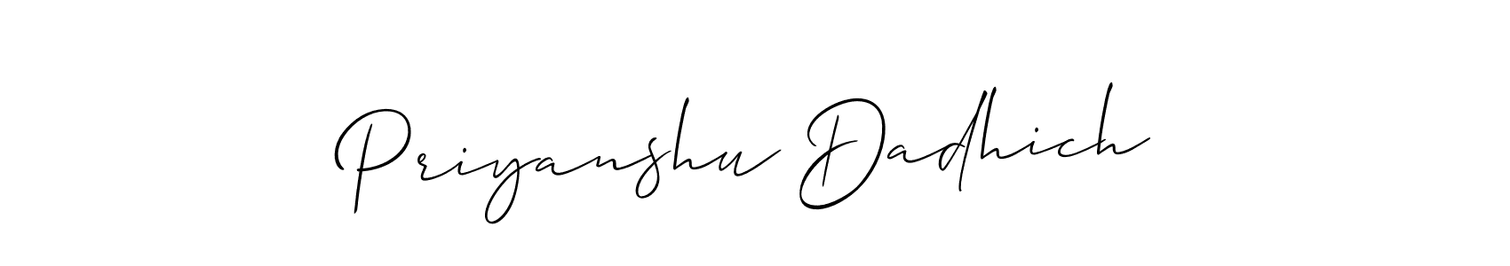 Design your own signature with our free online signature maker. With this signature software, you can create a handwritten (Allison_Script) signature for name Priyanshu Dadhich. Priyanshu Dadhich signature style 2 images and pictures png