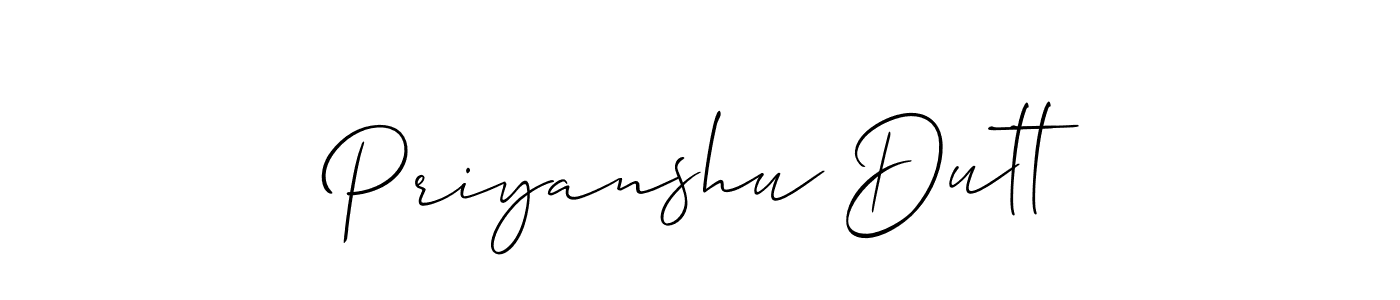 Make a beautiful signature design for name Priyanshu Dutt. With this signature (Allison_Script) style, you can create a handwritten signature for free. Priyanshu Dutt signature style 2 images and pictures png