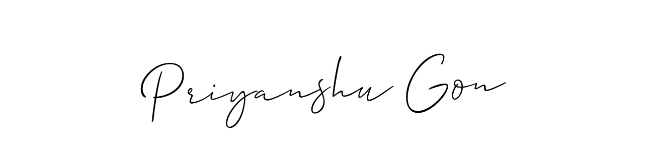 Also You can easily find your signature by using the search form. We will create Priyanshu Gon name handwritten signature images for you free of cost using Allison_Script sign style. Priyanshu Gon signature style 2 images and pictures png