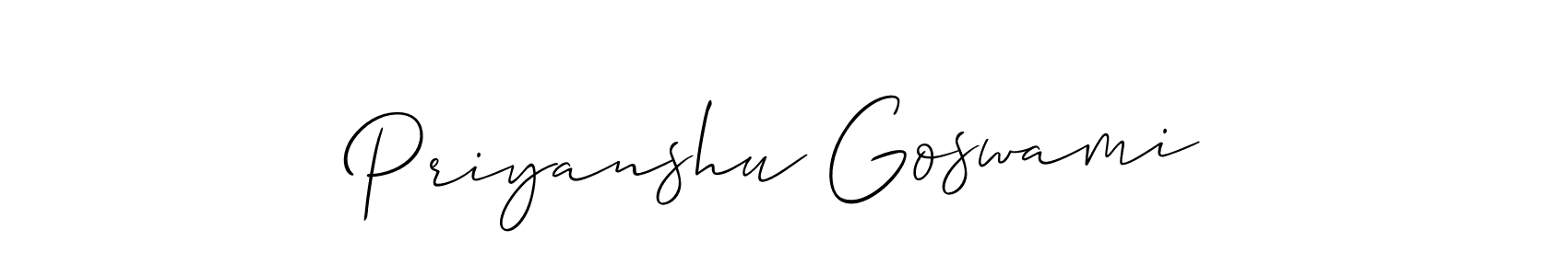 Use a signature maker to create a handwritten signature online. With this signature software, you can design (Allison_Script) your own signature for name Priyanshu Goswami. Priyanshu Goswami signature style 2 images and pictures png