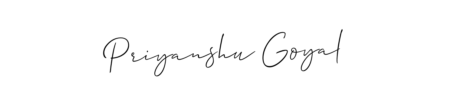 Make a short Priyanshu Goyal signature style. Manage your documents anywhere anytime using Allison_Script. Create and add eSignatures, submit forms, share and send files easily. Priyanshu Goyal signature style 2 images and pictures png