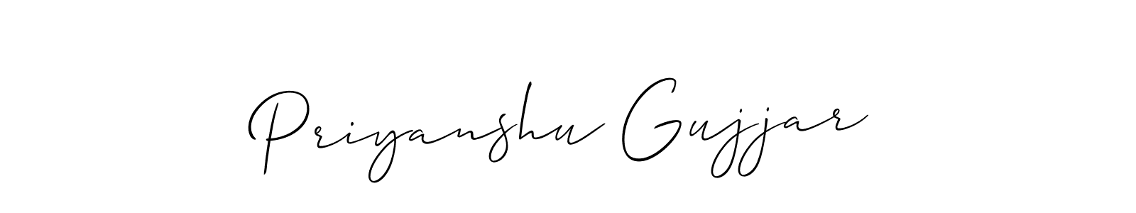 How to make Priyanshu Gujjar name signature. Use Allison_Script style for creating short signs online. This is the latest handwritten sign. Priyanshu Gujjar signature style 2 images and pictures png