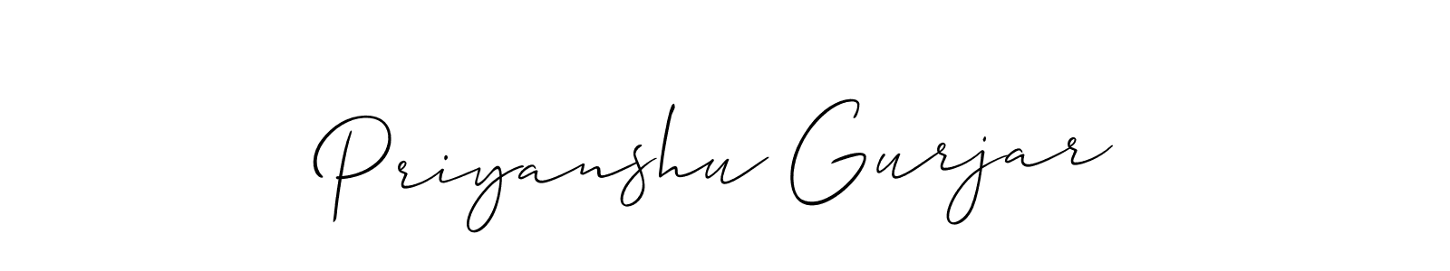 Also You can easily find your signature by using the search form. We will create Priyanshu Gurjar name handwritten signature images for you free of cost using Allison_Script sign style. Priyanshu Gurjar signature style 2 images and pictures png