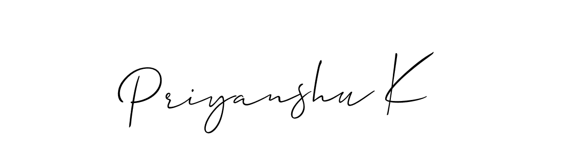 Also You can easily find your signature by using the search form. We will create Priyanshu K name handwritten signature images for you free of cost using Allison_Script sign style. Priyanshu K signature style 2 images and pictures png