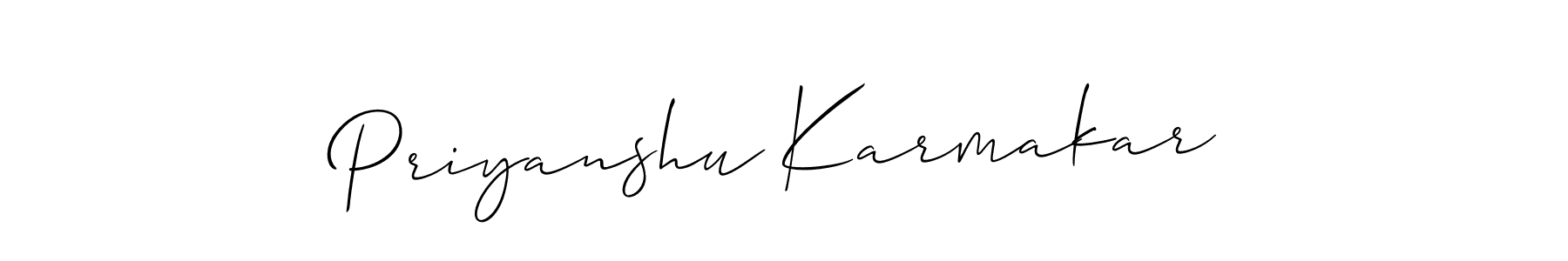 Create a beautiful signature design for name Priyanshu Karmakar. With this signature (Allison_Script) fonts, you can make a handwritten signature for free. Priyanshu Karmakar signature style 2 images and pictures png