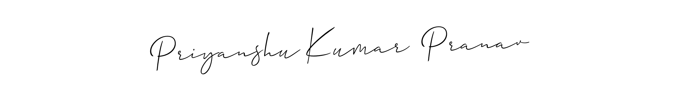 How to make Priyanshu Kumar  Pranav name signature. Use Allison_Script style for creating short signs online. This is the latest handwritten sign. Priyanshu Kumar  Pranav signature style 2 images and pictures png