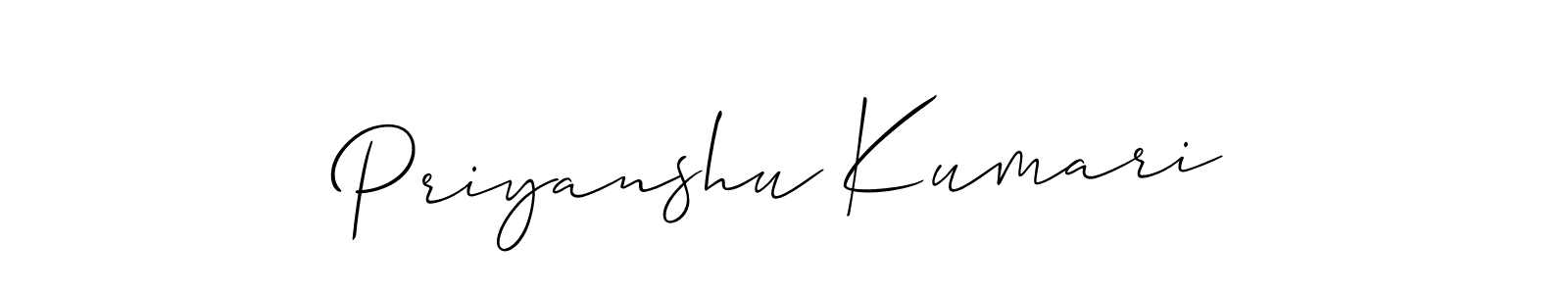Similarly Allison_Script is the best handwritten signature design. Signature creator online .You can use it as an online autograph creator for name Priyanshu Kumari. Priyanshu Kumari signature style 2 images and pictures png