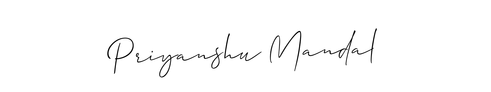 Allison_Script is a professional signature style that is perfect for those who want to add a touch of class to their signature. It is also a great choice for those who want to make their signature more unique. Get Priyanshu Mandal name to fancy signature for free. Priyanshu Mandal signature style 2 images and pictures png
