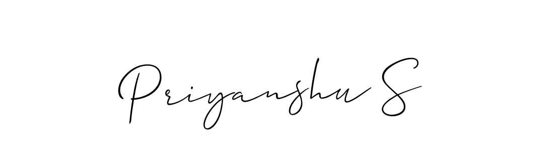 How to make Priyanshu S name signature. Use Allison_Script style for creating short signs online. This is the latest handwritten sign. Priyanshu S signature style 2 images and pictures png