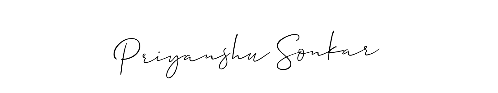 Make a beautiful signature design for name Priyanshu Sonkar. With this signature (Allison_Script) style, you can create a handwritten signature for free. Priyanshu Sonkar signature style 2 images and pictures png