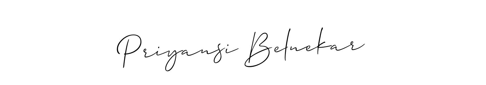 Make a beautiful signature design for name Priyansi Belnekar. With this signature (Allison_Script) style, you can create a handwritten signature for free. Priyansi Belnekar signature style 2 images and pictures png