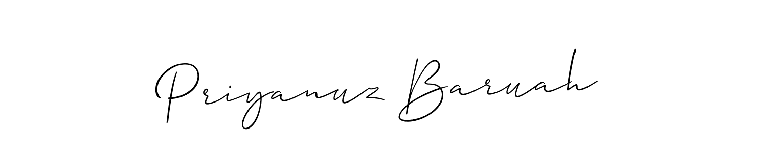 The best way (Allison_Script) to make a short signature is to pick only two or three words in your name. The name Priyanuz Baruah include a total of six letters. For converting this name. Priyanuz Baruah signature style 2 images and pictures png