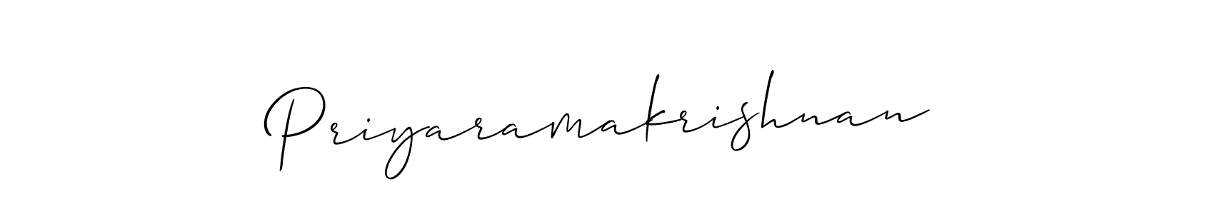Make a short Priyaramakrishnan signature style. Manage your documents anywhere anytime using Allison_Script. Create and add eSignatures, submit forms, share and send files easily. Priyaramakrishnan signature style 2 images and pictures png