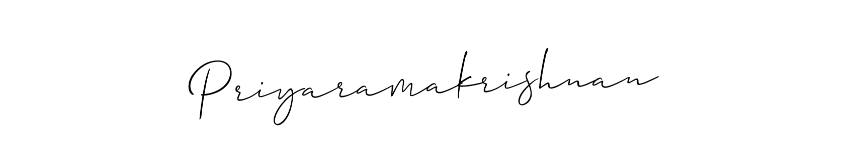 Make a short Priyaramakrishnan signature style. Manage your documents anywhere anytime using Allison_Script. Create and add eSignatures, submit forms, share and send files easily. Priyaramakrishnan signature style 2 images and pictures png