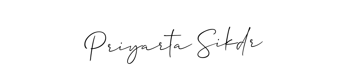 Allison_Script is a professional signature style that is perfect for those who want to add a touch of class to their signature. It is also a great choice for those who want to make their signature more unique. Get Priyarta Sikdr name to fancy signature for free. Priyarta Sikdr signature style 2 images and pictures png