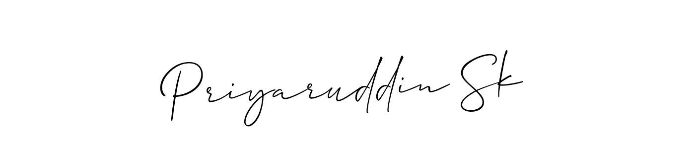 Allison_Script is a professional signature style that is perfect for those who want to add a touch of class to their signature. It is also a great choice for those who want to make their signature more unique. Get Priyaruddin Sk name to fancy signature for free. Priyaruddin Sk signature style 2 images and pictures png