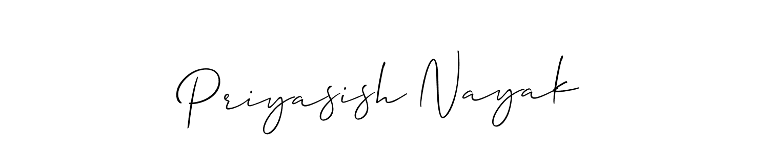 Allison_Script is a professional signature style that is perfect for those who want to add a touch of class to their signature. It is also a great choice for those who want to make their signature more unique. Get Priyasish Nayak name to fancy signature for free. Priyasish Nayak signature style 2 images and pictures png